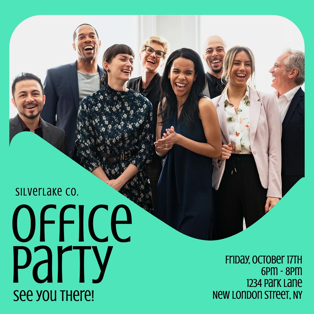 Office party  Instagram post template, editable text