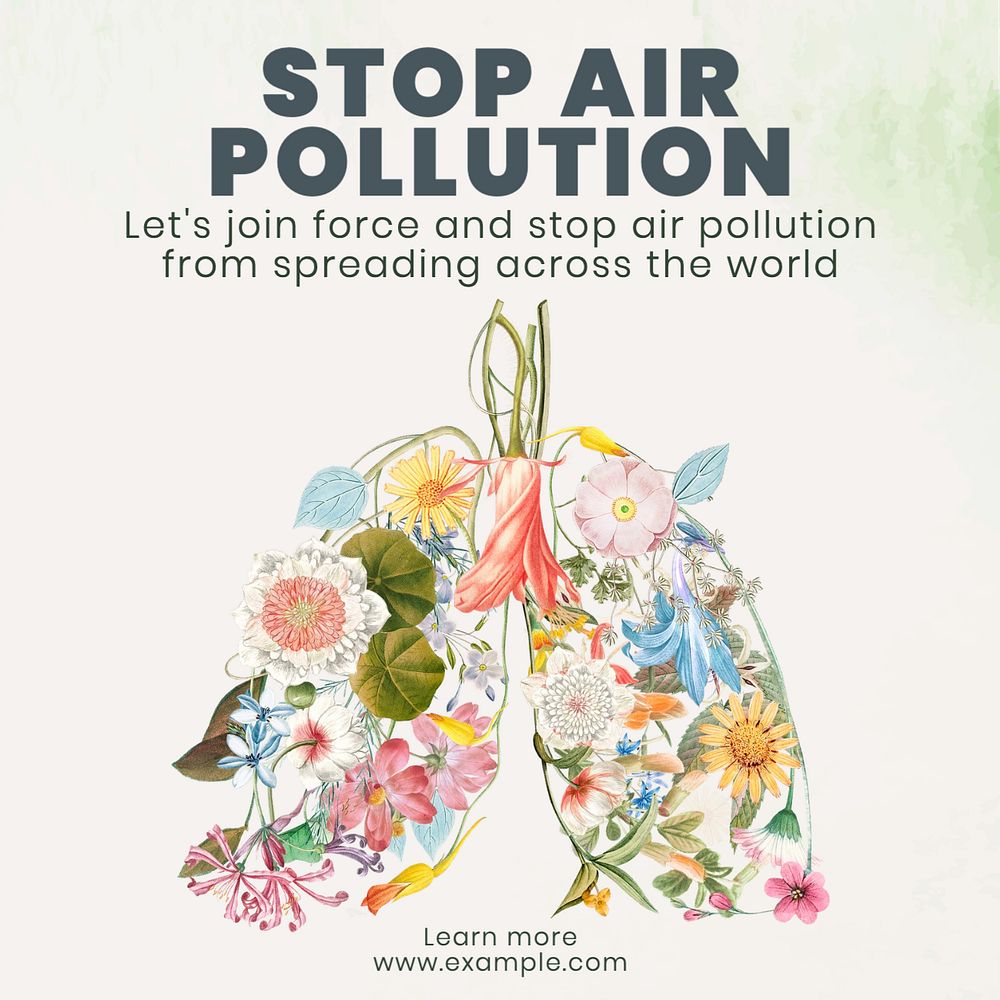 Stop air pollution Instagram post template, editable text