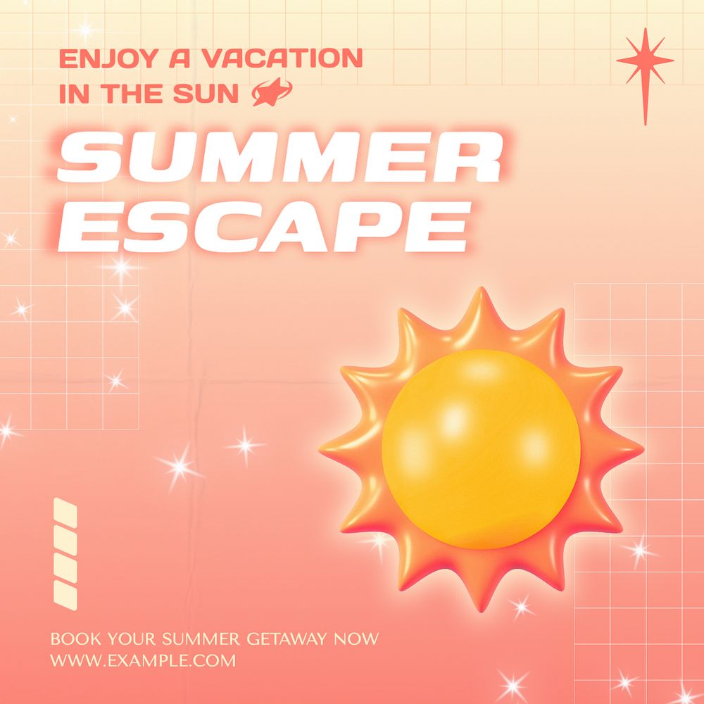 Summer escape Instagram post template, editable text