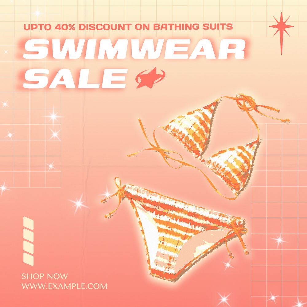 Swimwear sale Instagram post template, editable text