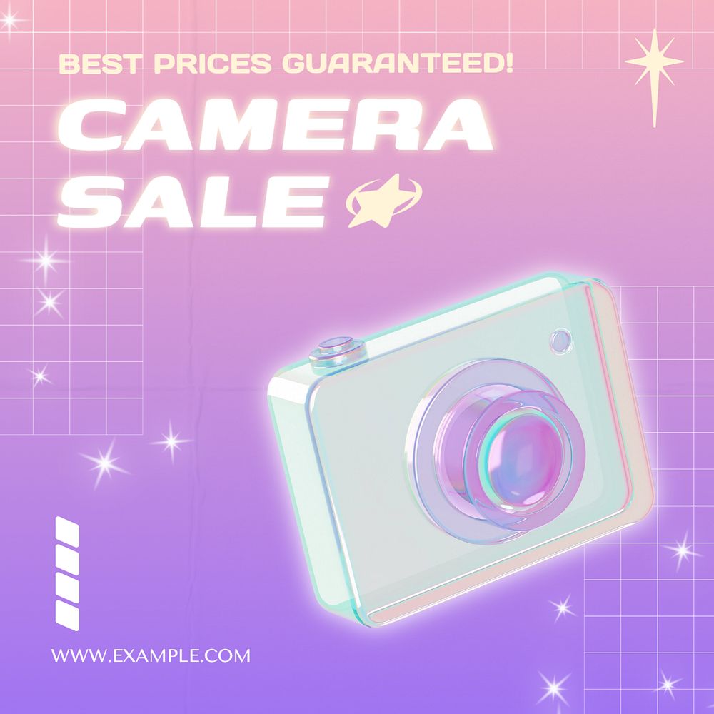 Camera sale Instagram post template, editable text