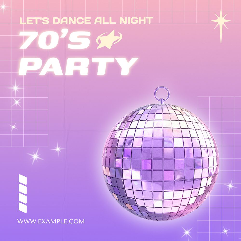 70s party Instagram post template, editable text