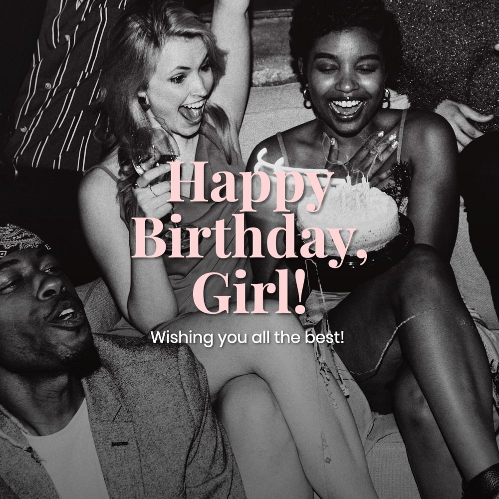 Birthday girl  Instagram post template, editable text