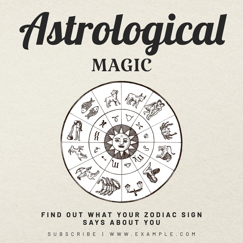 Astrological magic  Instagram post template, editable text and design