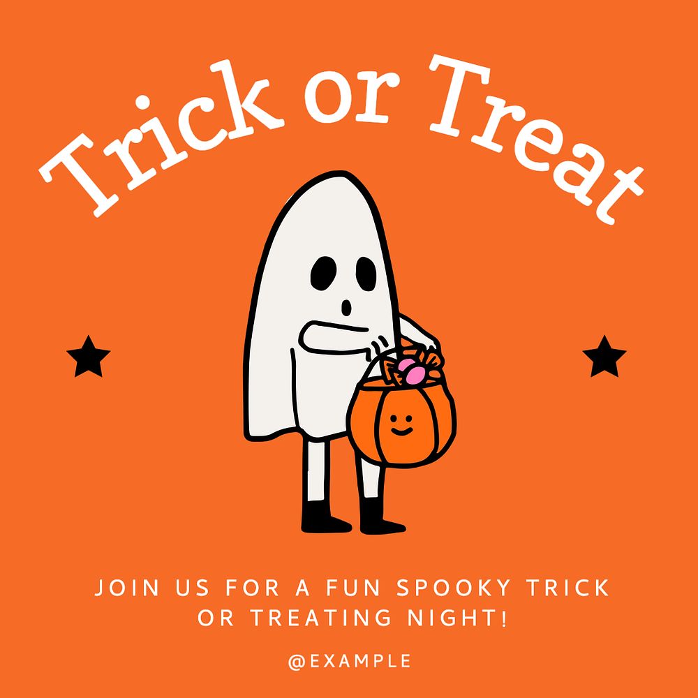 Trick or treat Instagram post template, editable text