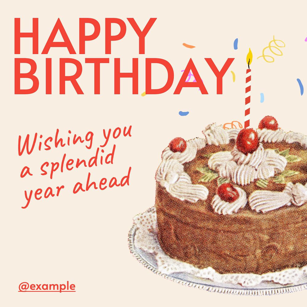 Happy birthday Instagram post template, editable text