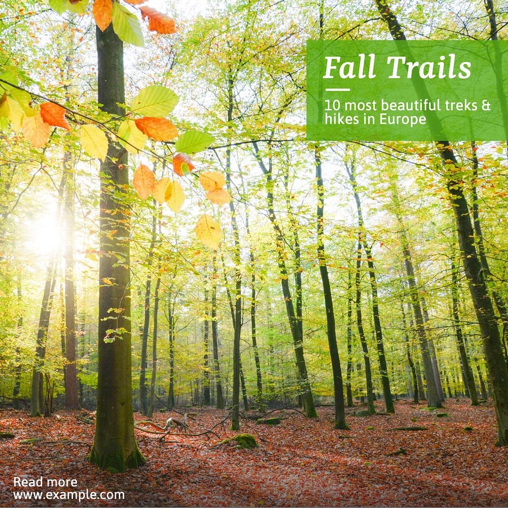 Fall trail Instagram post template, editable text