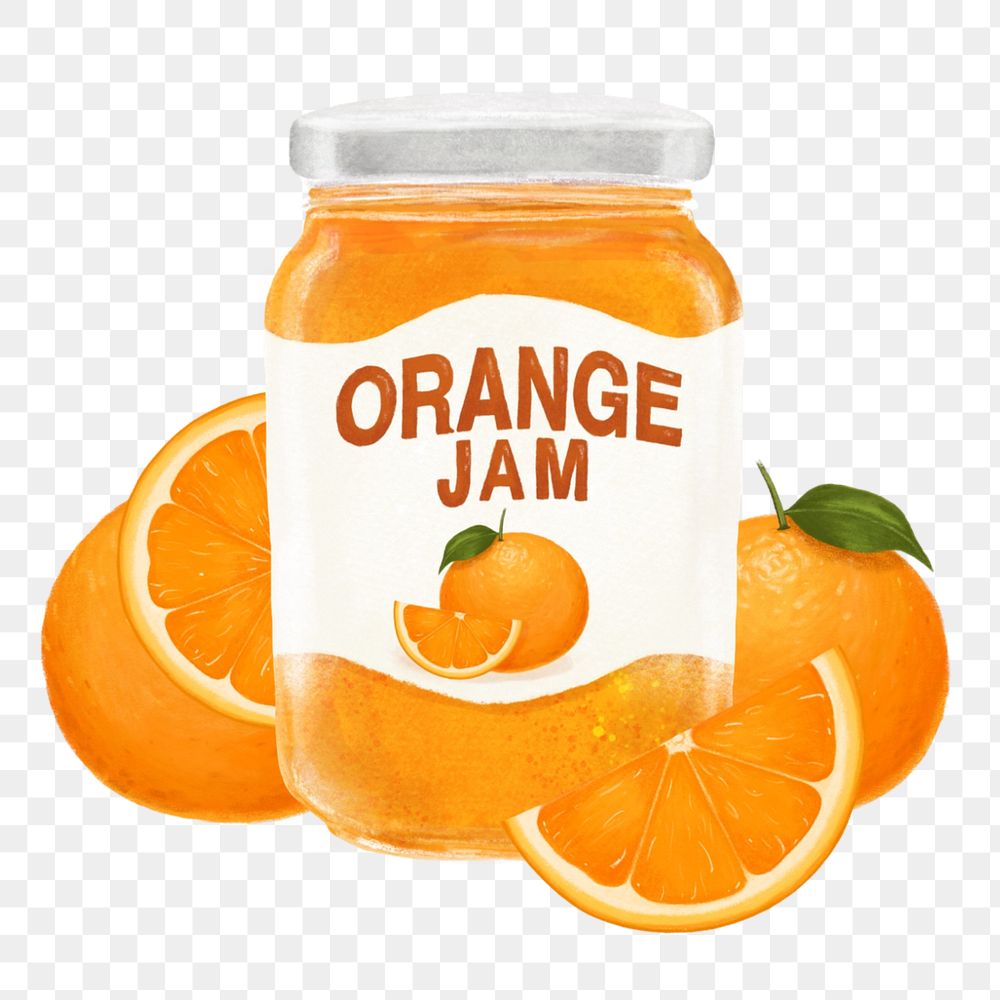 Orange jam jar, bread spread png illustration, editable design