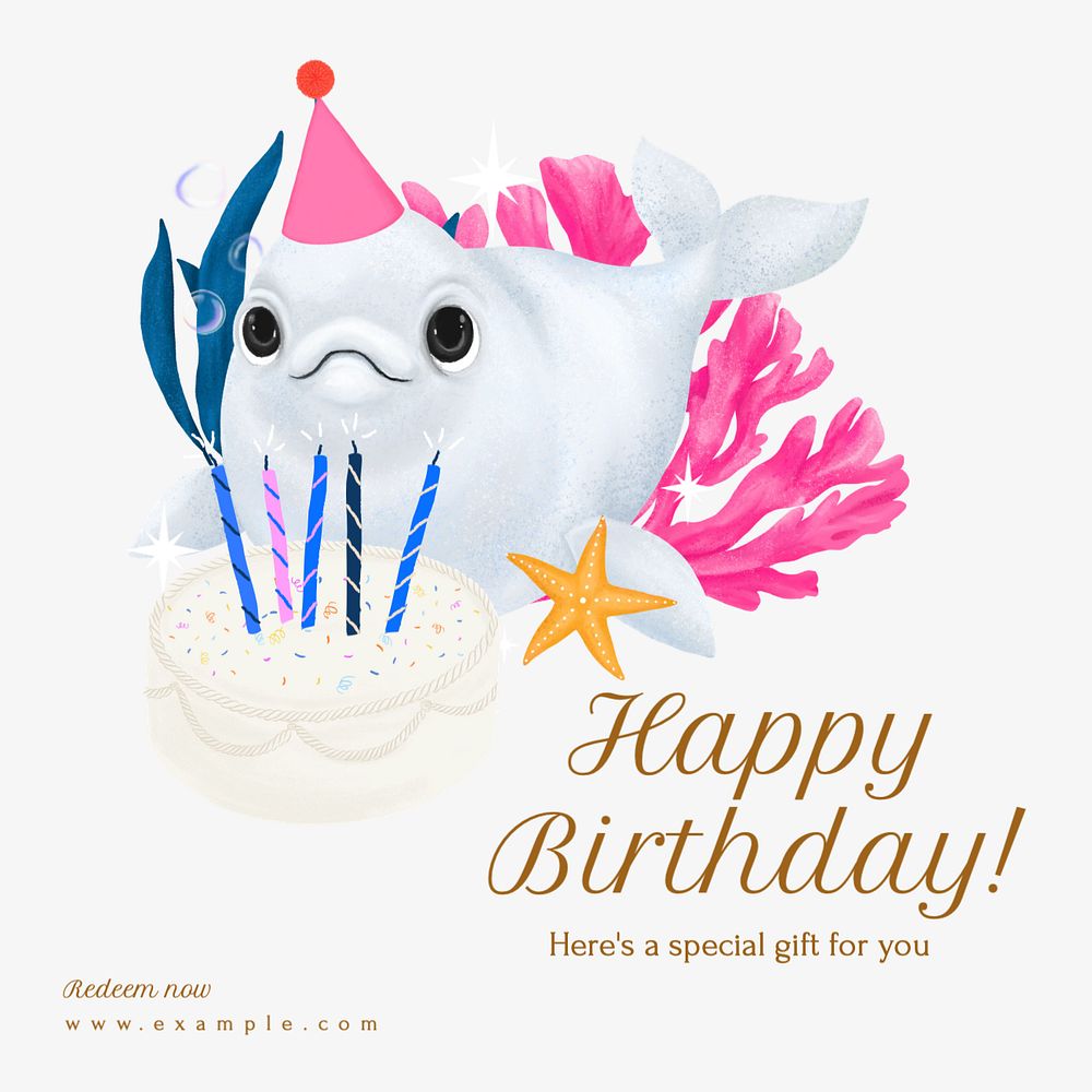 Happy birthday Instagram post template, editable text