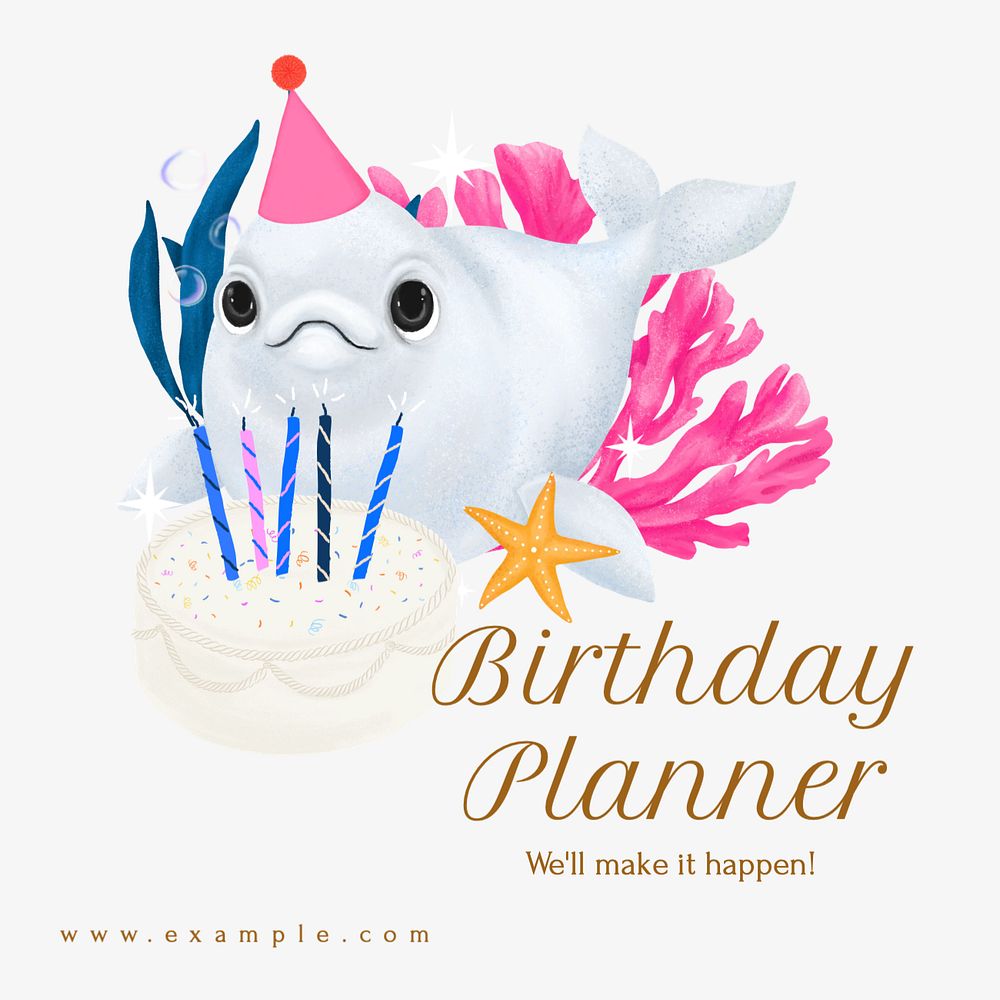 Birthday planner Instagram post template, editable text