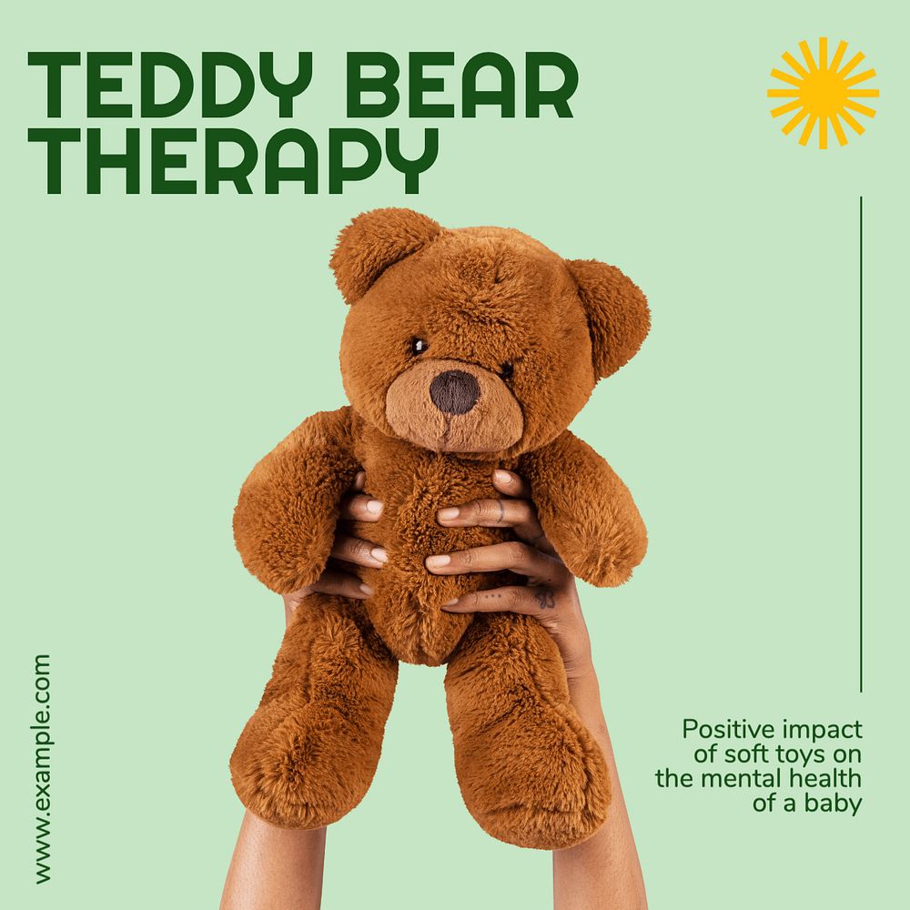 Teddy bear therapy Instagram post template, editable text