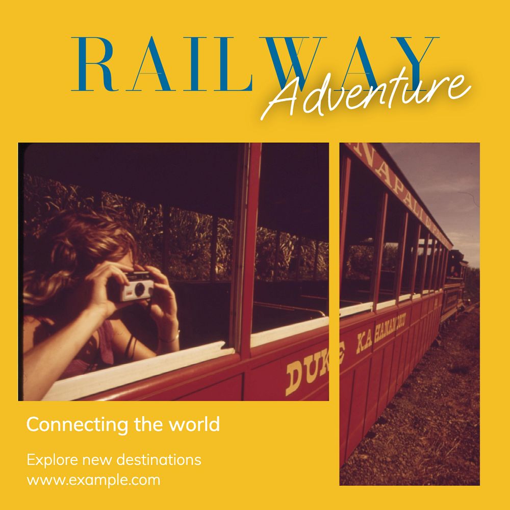 Railway Instagram post template, editable text