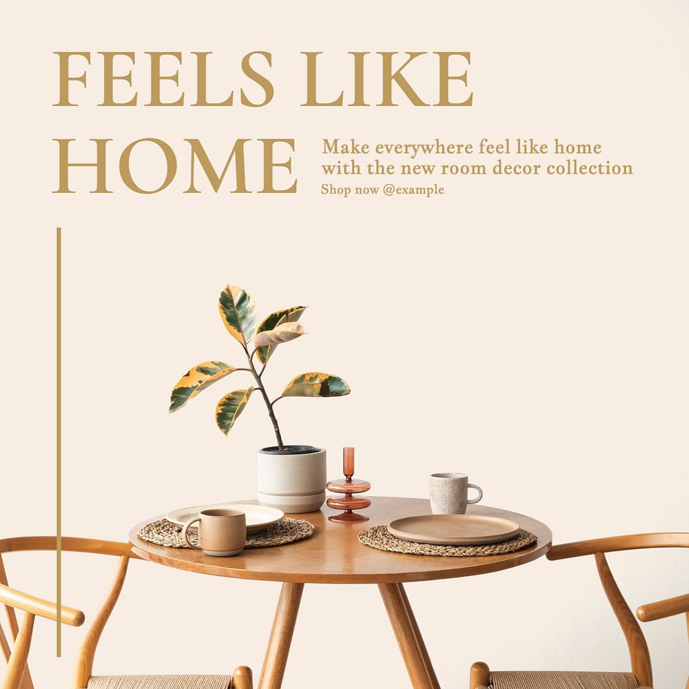 Feels like home Instagram post template, editable text