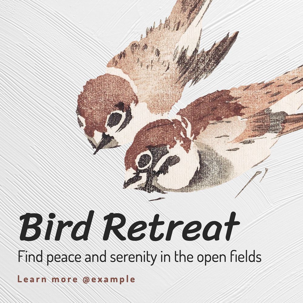 Bird retreat Instagram post template, editable text