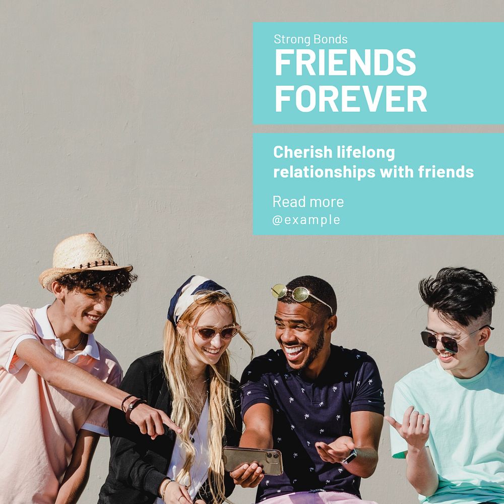 Friends forever Instagram post template, editable text