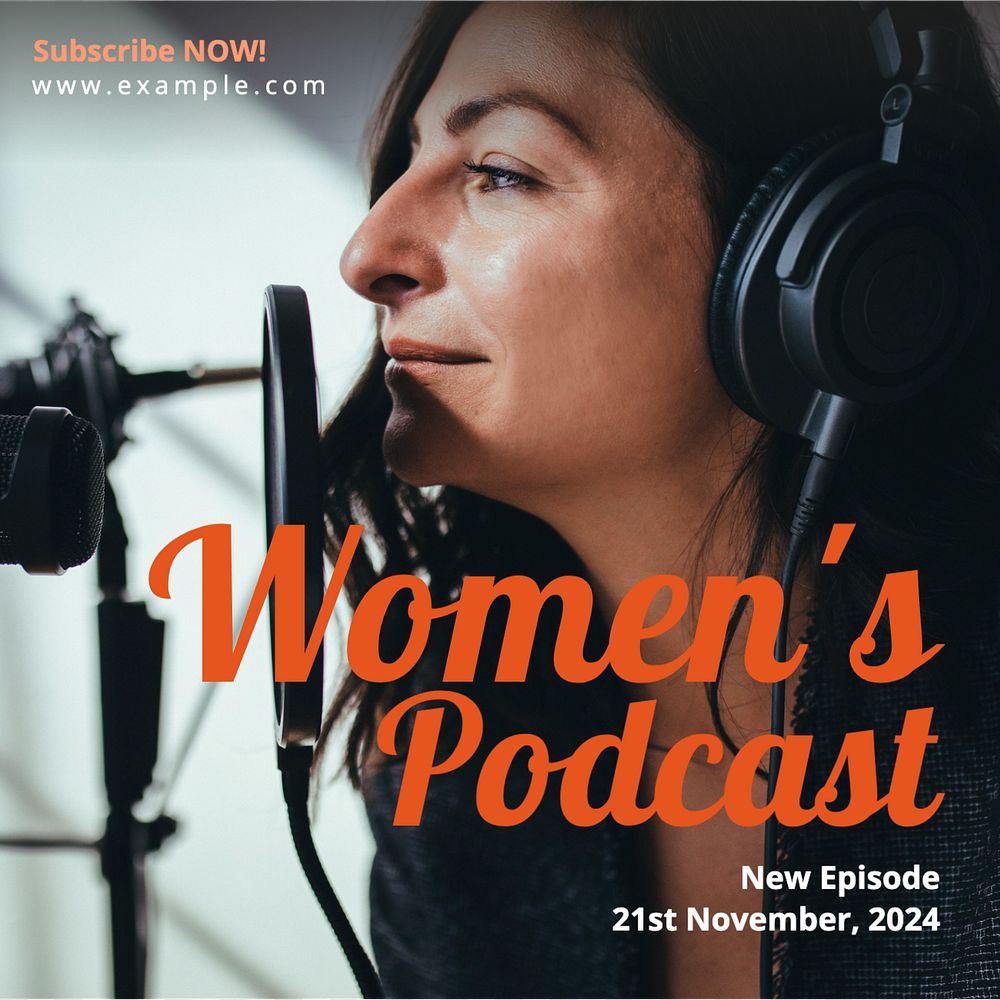 Women's podcast Instagram post template, editable text