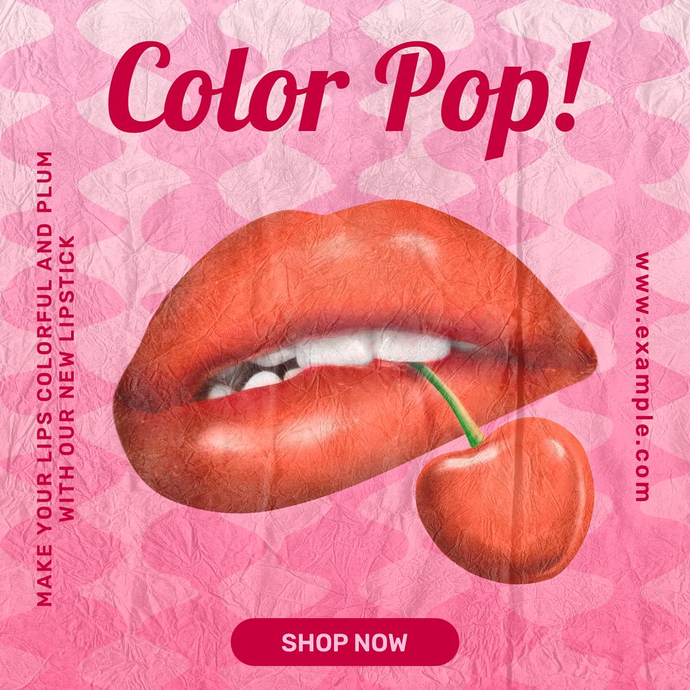 Color pop makeup Instagram post template, editable text