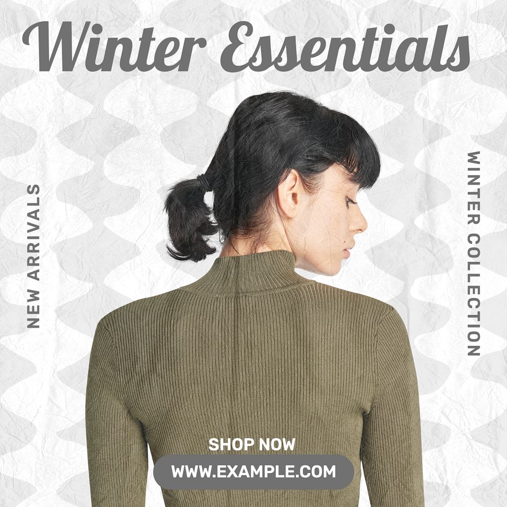 Winter essentials Instagram post template, editable text