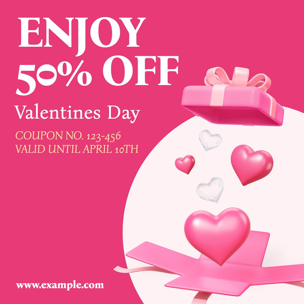 Valentines day discount Instagram post template, editable text