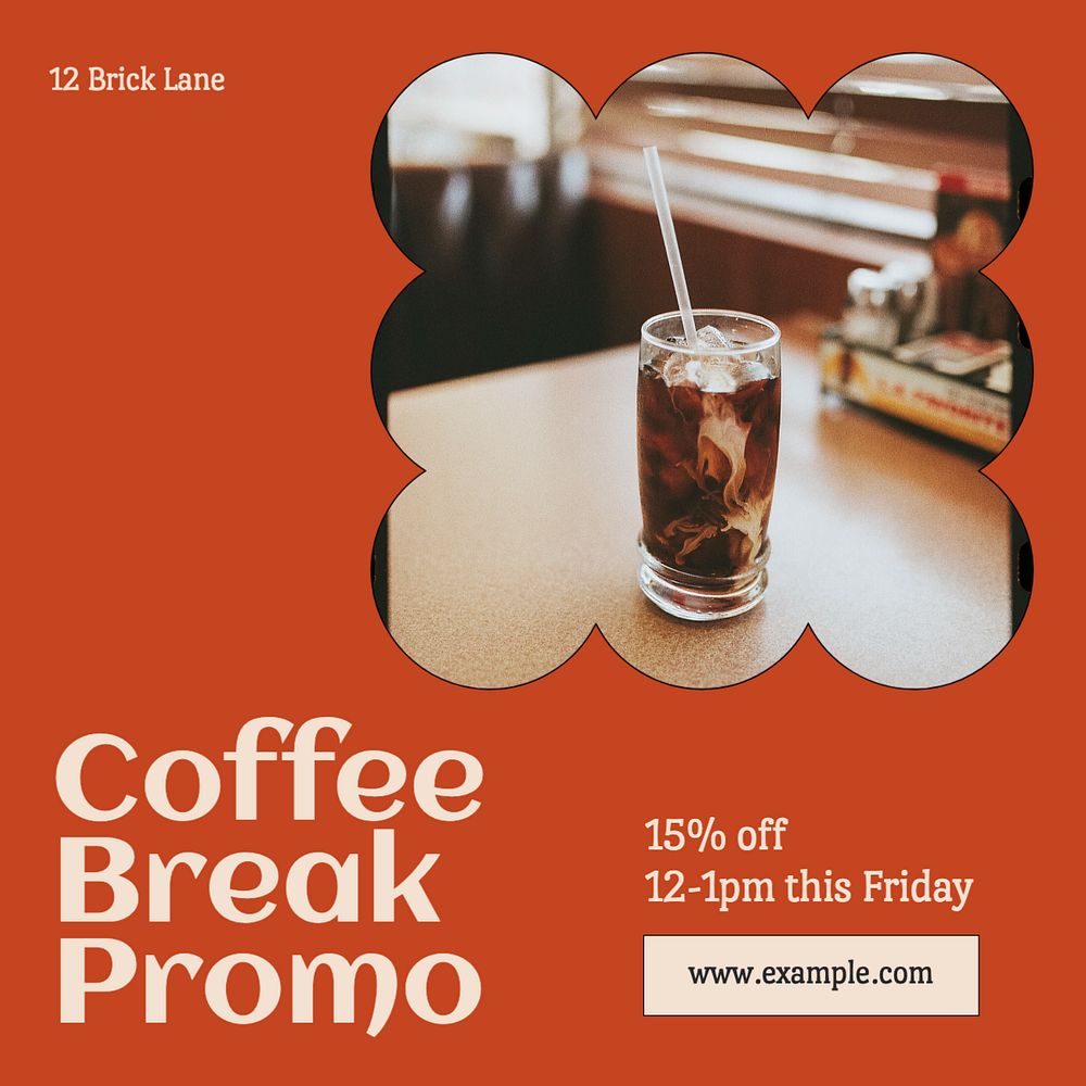 Coffee break promotion Instagram post template, editable text