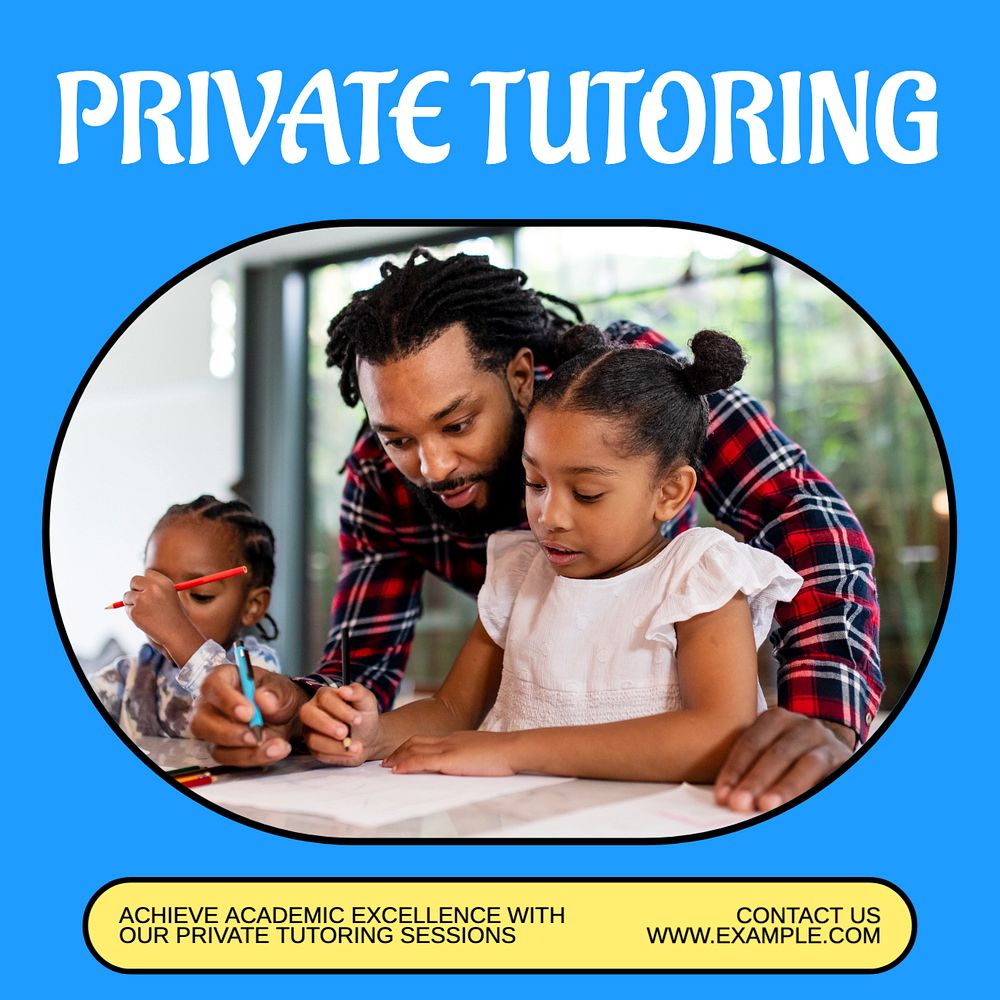 Private tutoring Instagram post template, editable text