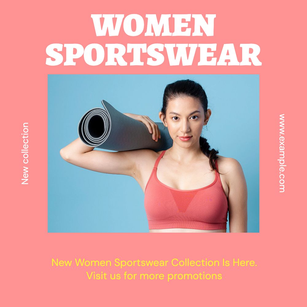 Women sportswear Instagram post template, editable text