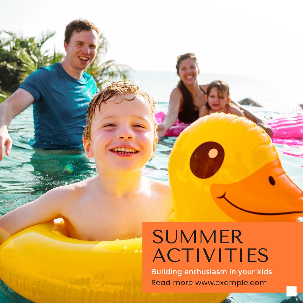 Summer activities Instagram post template, editable text