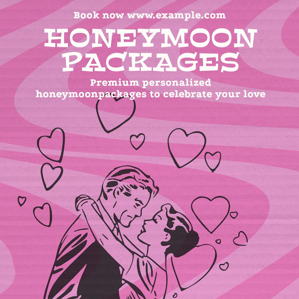 Honeymoon packages Instagram post template, editable text