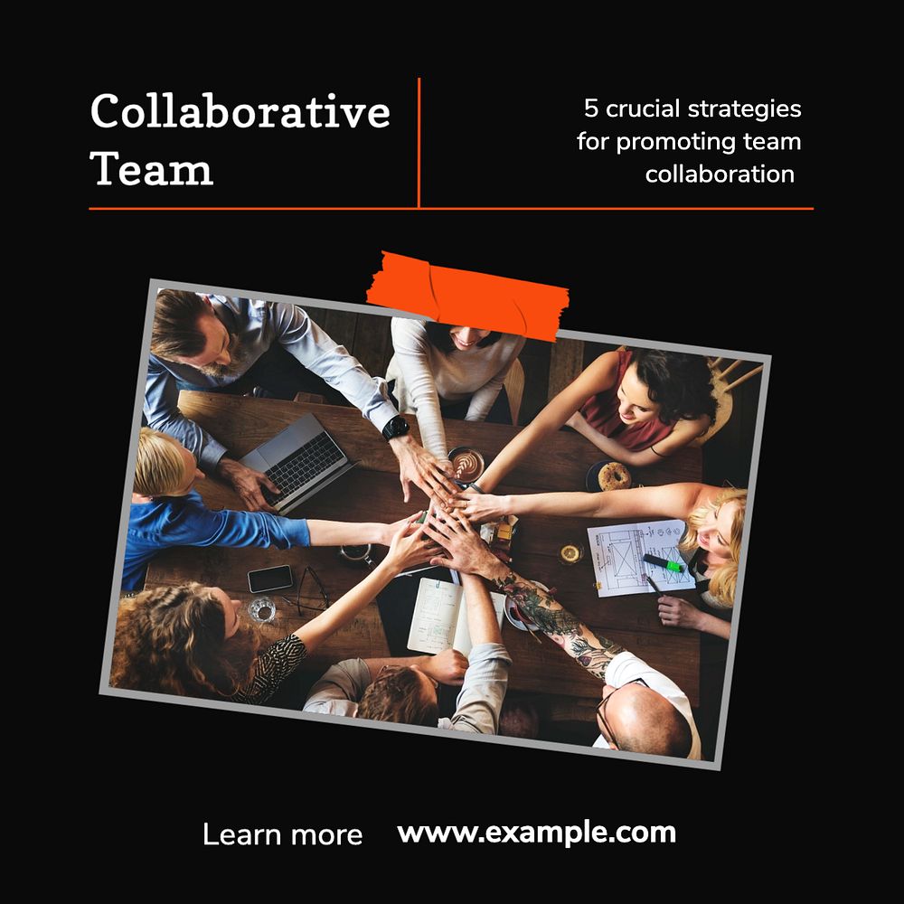 Team collaboration  Instagram post template, editable text and design