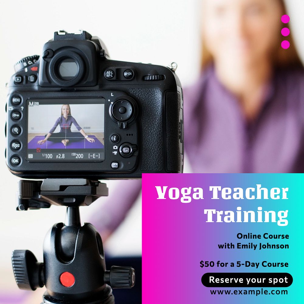 Yoga teacher training ads Instagram post template, editable text