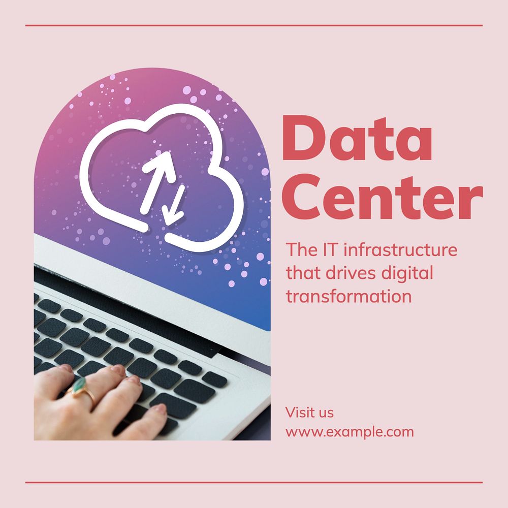 Data center  Instagram post template, editable text and design