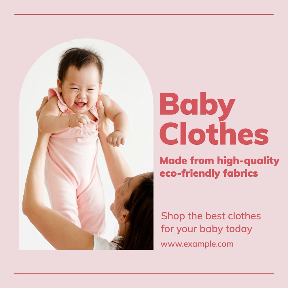 Baby clothes Instagram post template, editable text