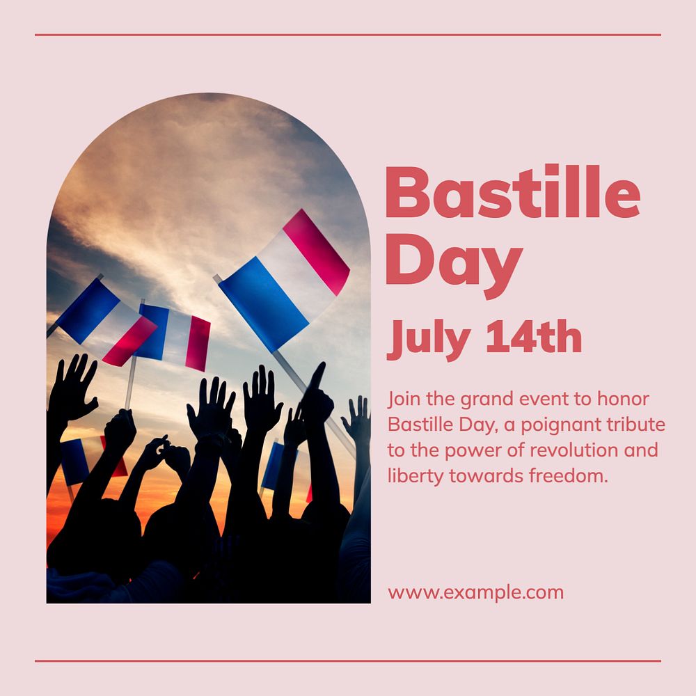 Bastille day Instagram post template, editable text