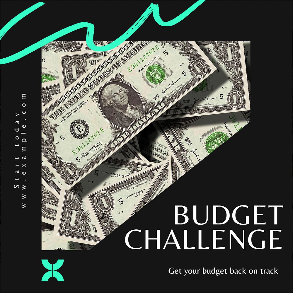 Budget challenge Instagram post template, editable text