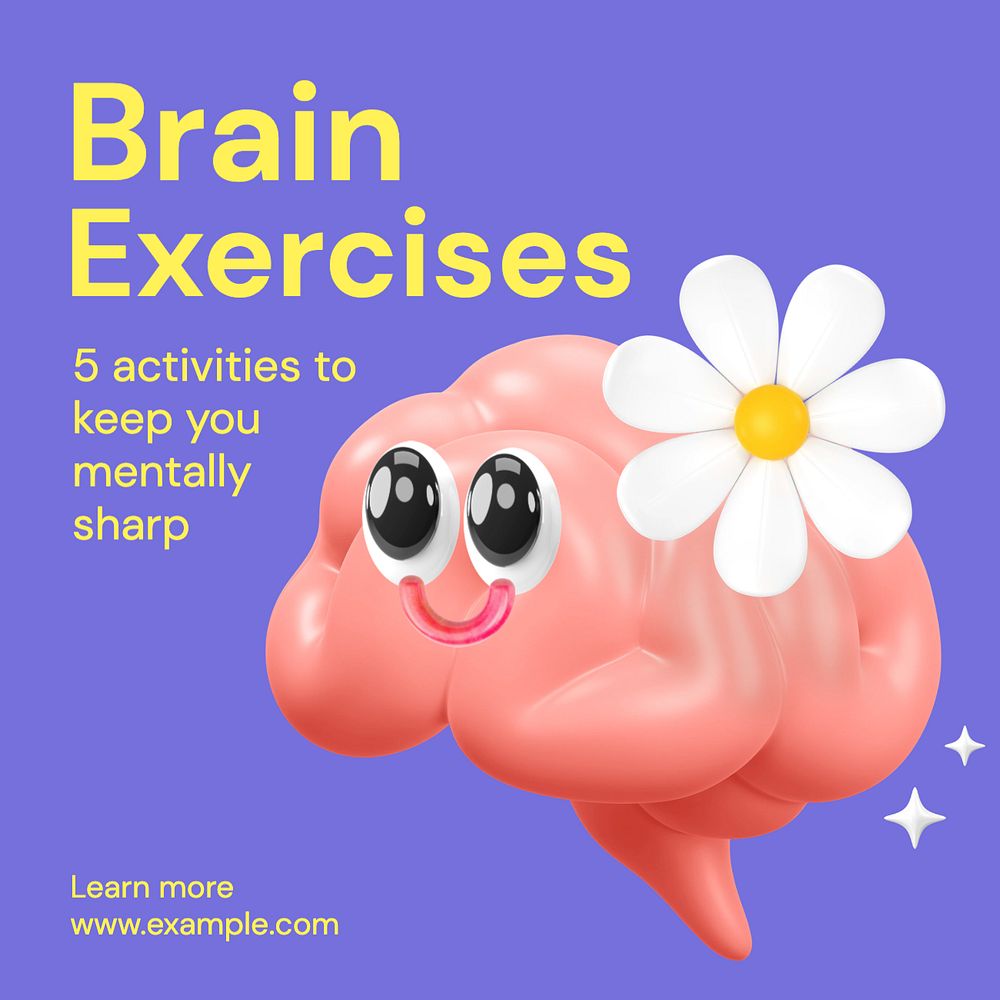 Brain exercises Instagram post template, editable text