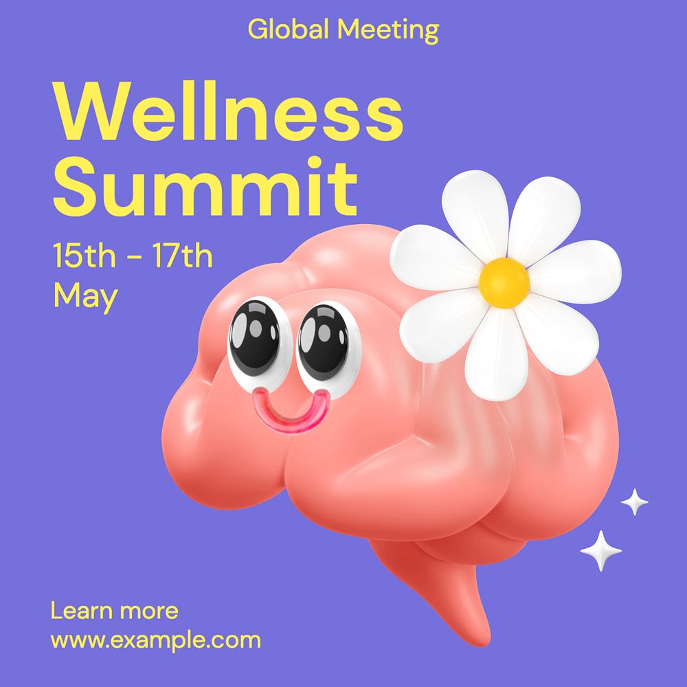 Wellness summit Instagram post template, editable text