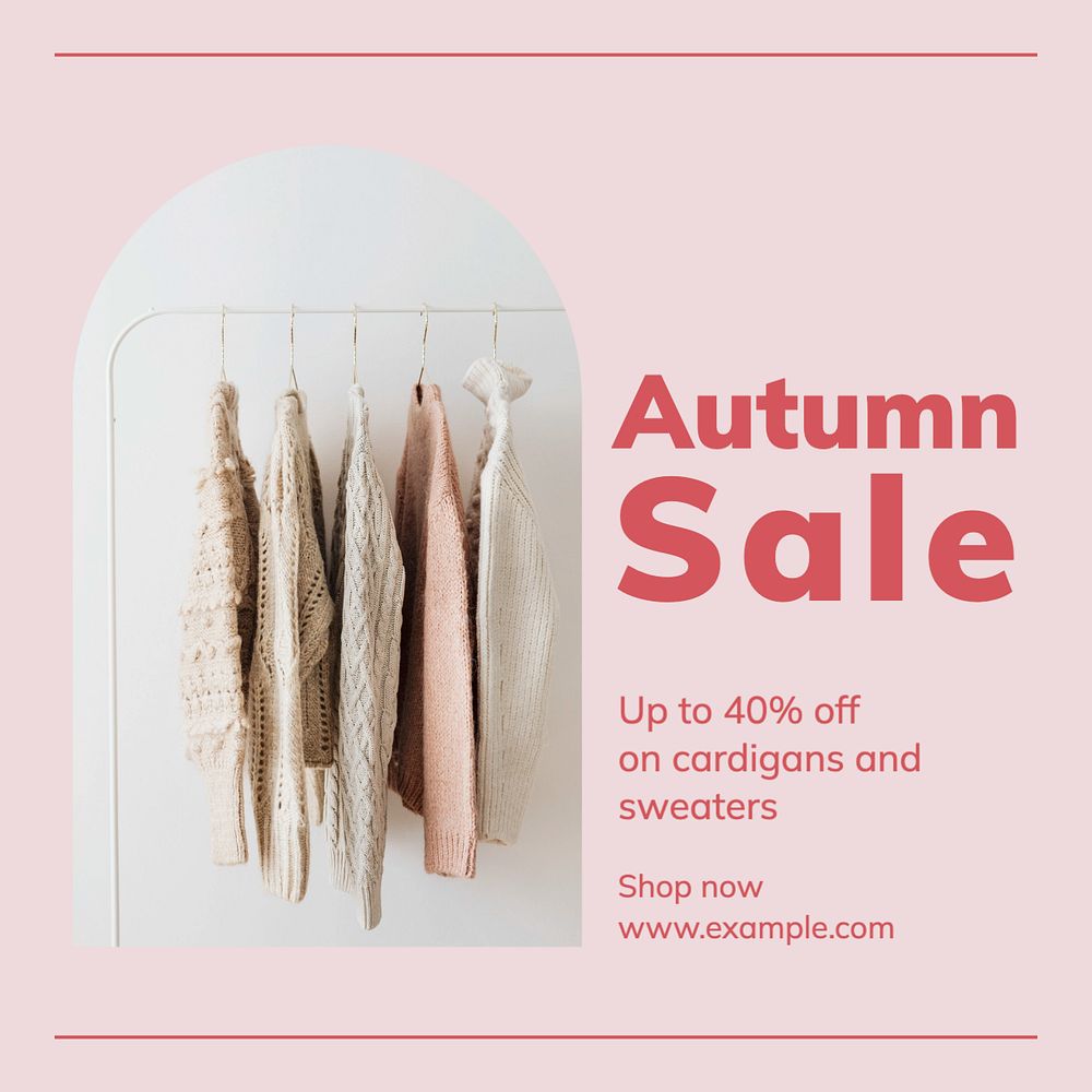 Autumn sale Instagram post template, editable text