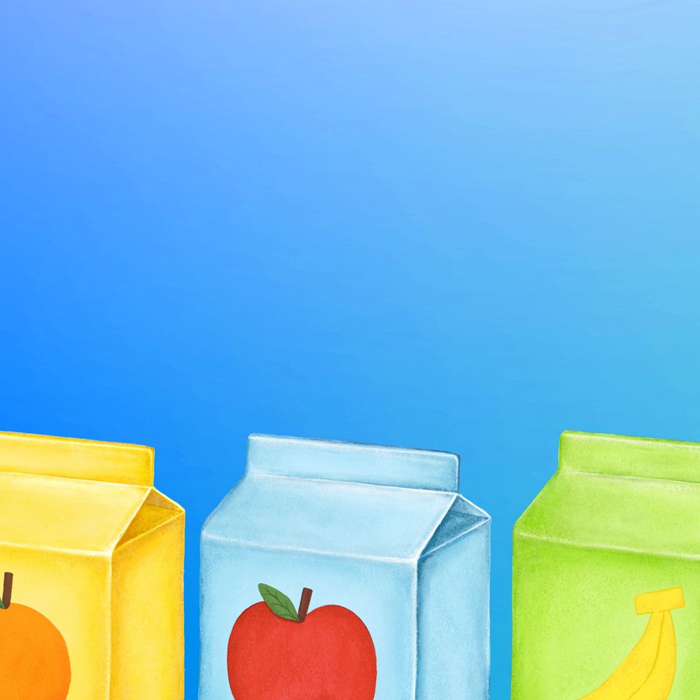 Juice boxes background, healthy drinks digital painting, editable design