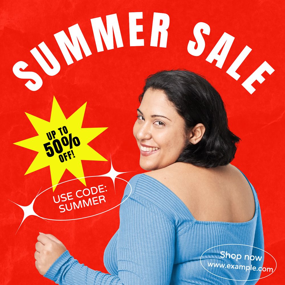 Summer sale Instagram post template, editable text