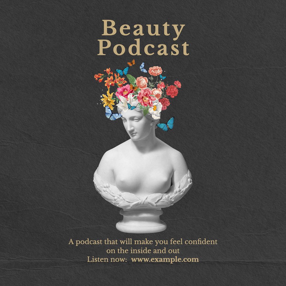 Beauty podcast Instagram post template, editable text