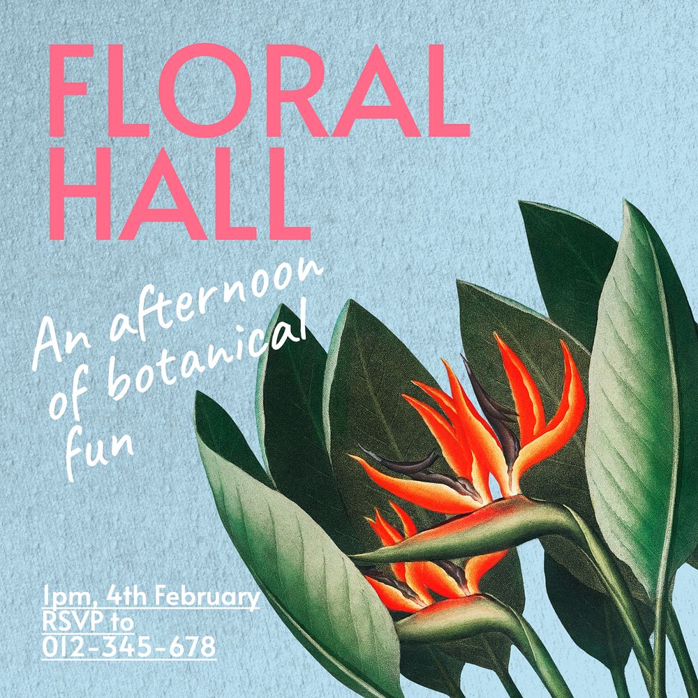 Floral hall Instagram post template, editable text