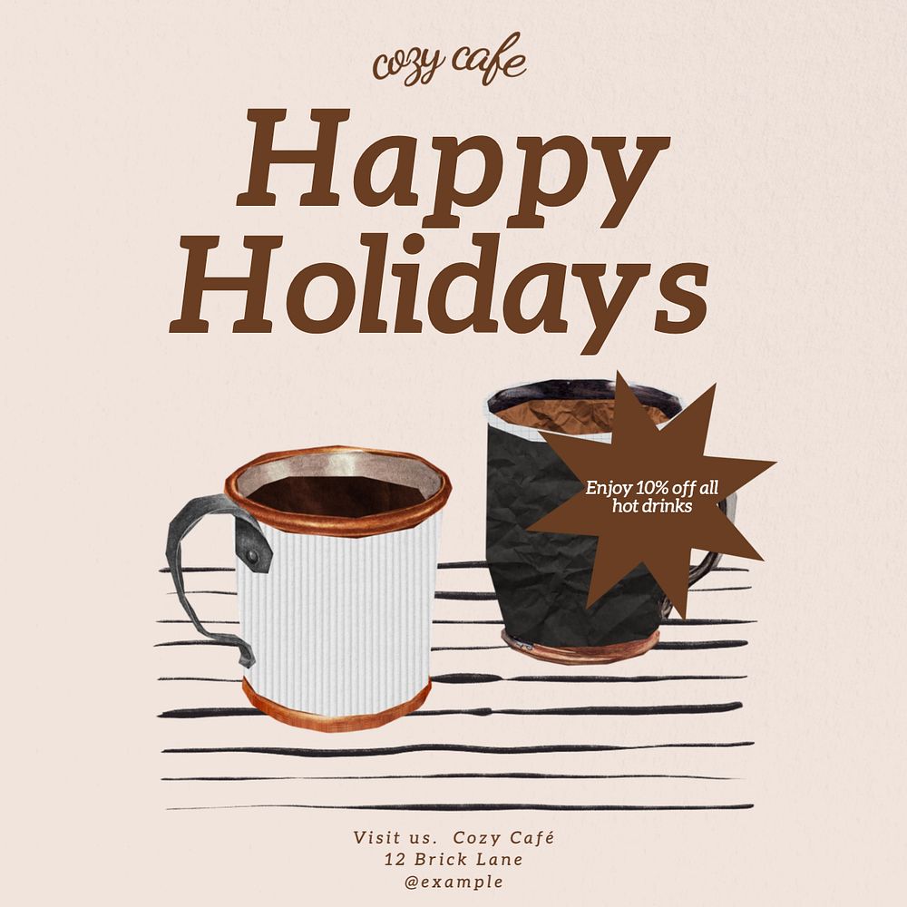 Holiday sale Instagram post template, editable text