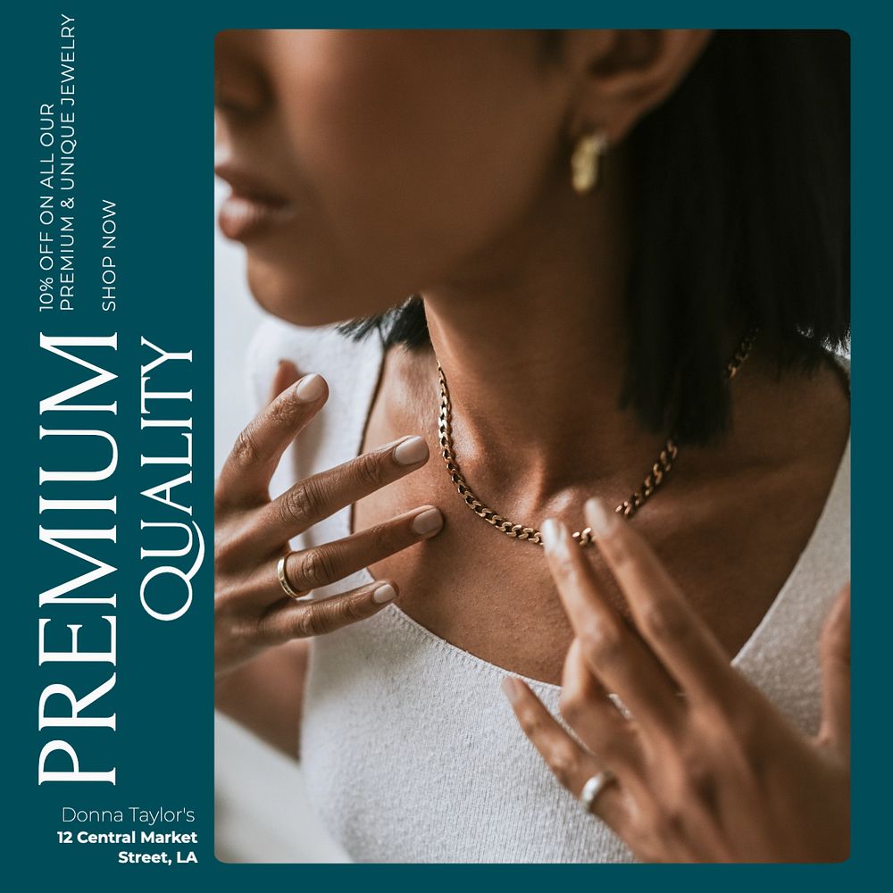 Premium jewelry Instagram post template, editable text