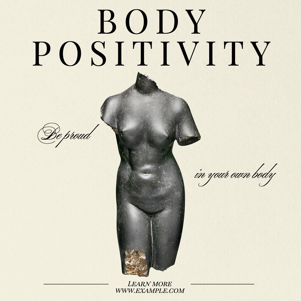 Body positivity Instagram post template, editable text