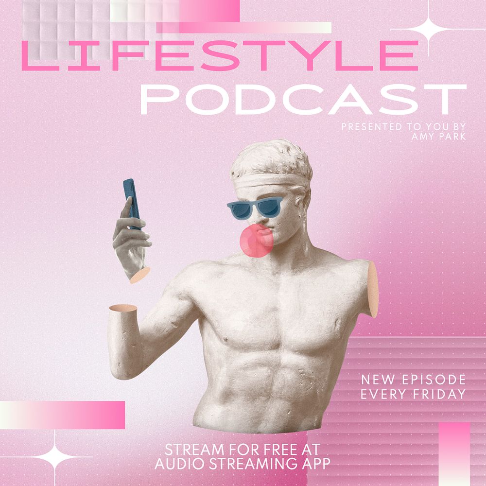 Lifestyle podcast Instagram post template, editable text