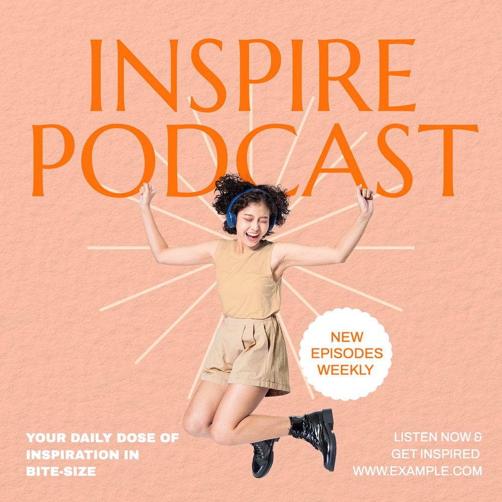 Inspire podcast Instagram post template, editable text