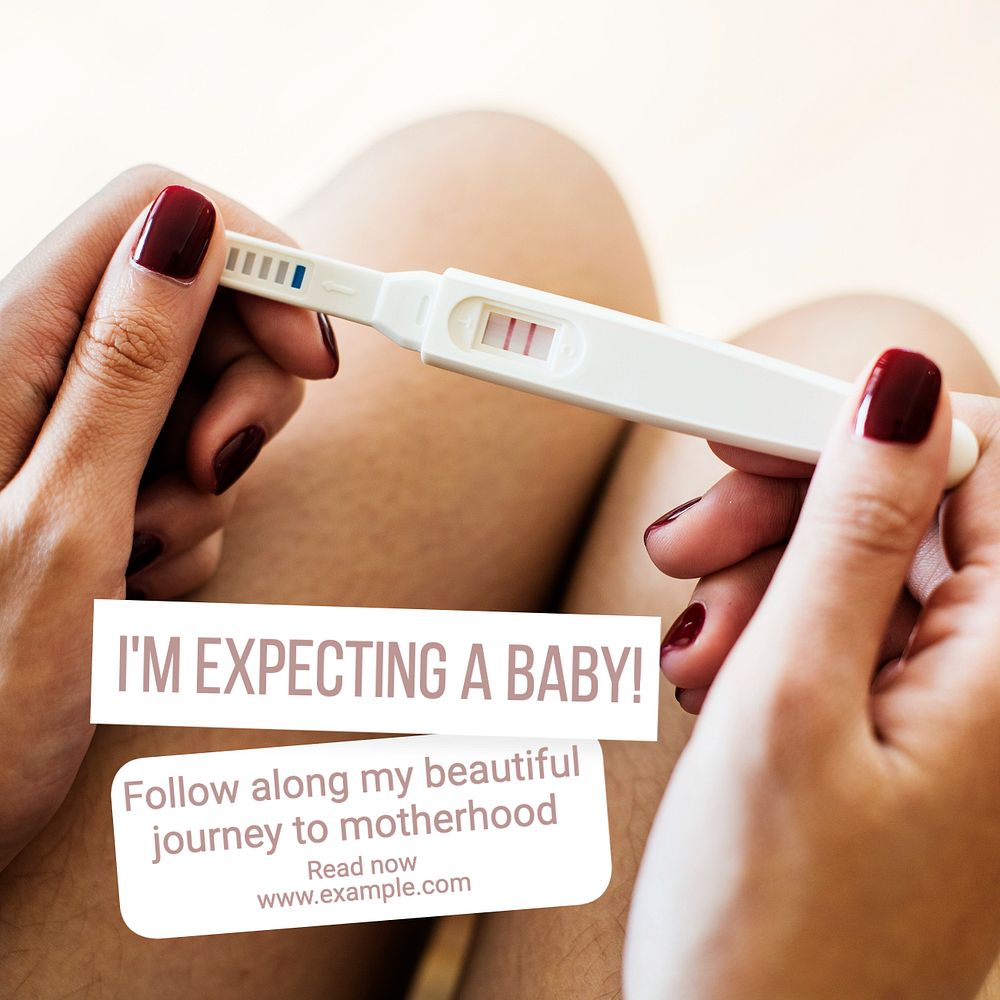 Expecting baby Instagram post template, editable text