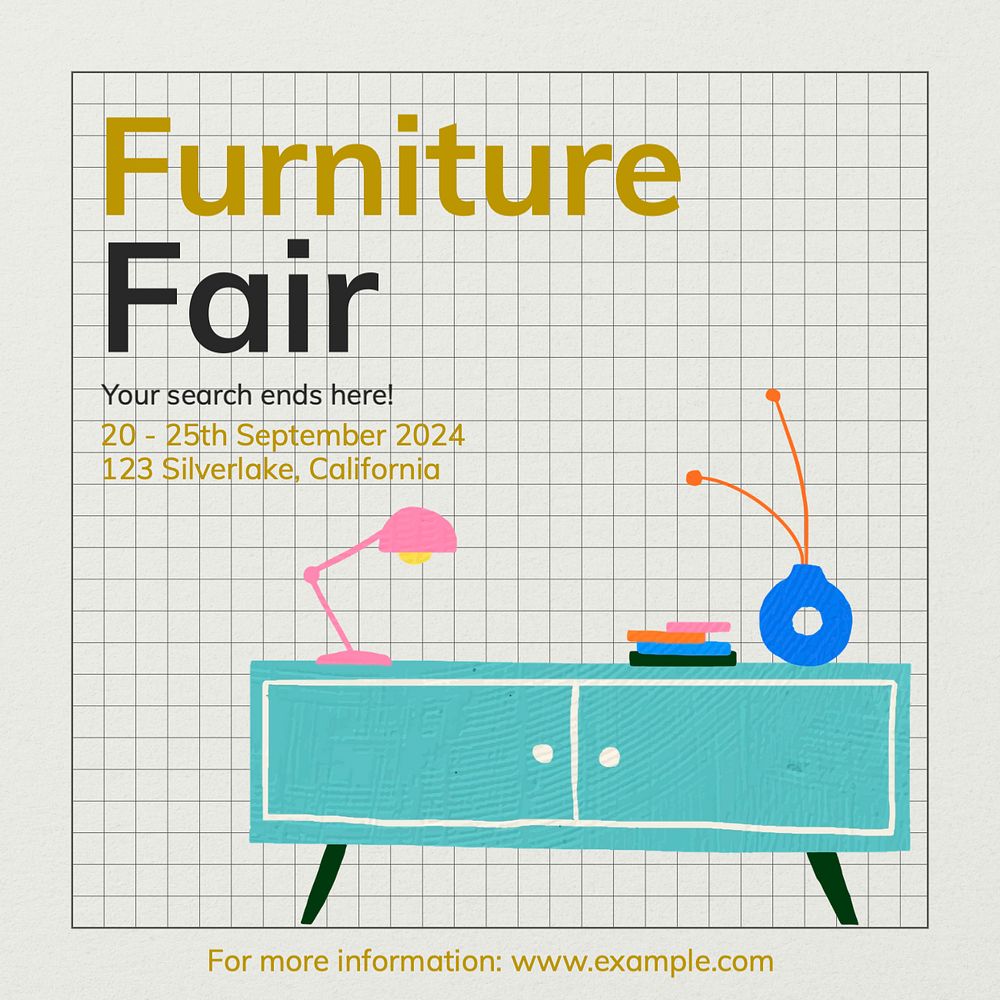 Furniture fair Instagram post template, editable text