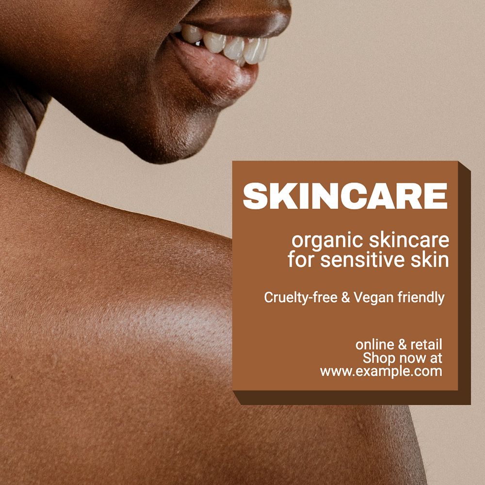 Organic skincare Instagram post template, editable text