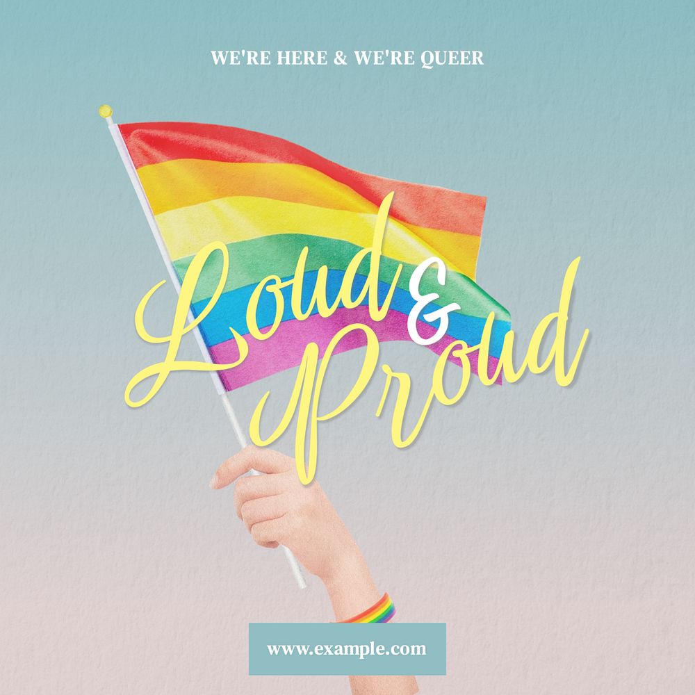 Loud & proud Instagram post template, editable text